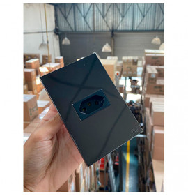 Cj Tomada 20a Horizontal 4x2 - Recta Espelhada Fume (home grafite)